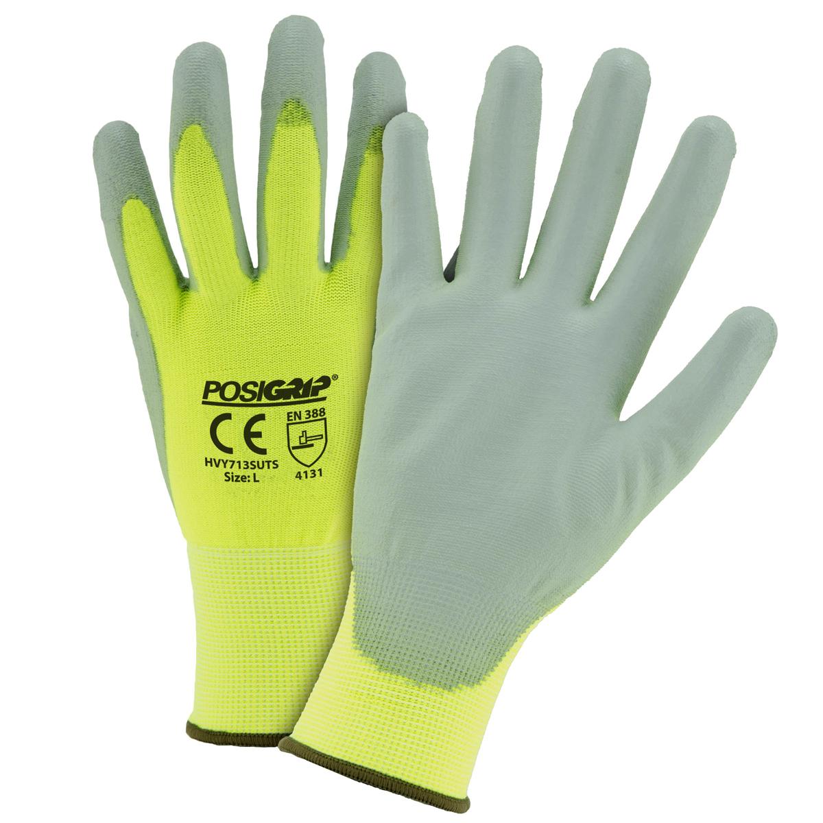 West Chester HVY713SUTS/XL Hi Vis yellow nylon shell with polyurethane palm dip and touch screen finger tips