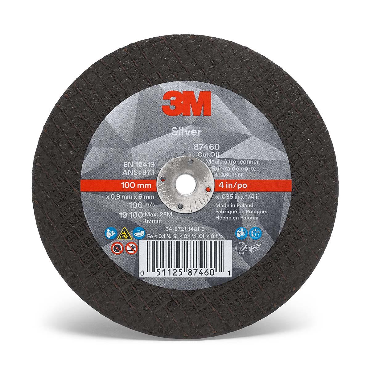 3M UU009036805  Silver Cut -Off Wheel 87460 - T1 - 4 in x .035 in x 1/4 in