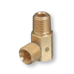 Western En 253 HOSE ADAPTOR, 1/4 NPT MALE X MALE B-SIZE 9/16-18 UNF, RH OXYGEN, 90 BRASS