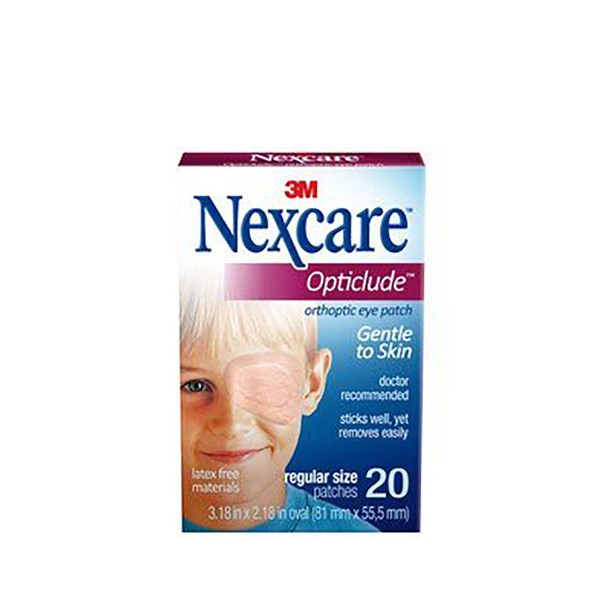 3M 70005177376 Nexcare Opticlude Orthoptic Eyepatch 1539 - Regular - 3.18 in x 2.18 in (81 mm x 55.5 mm) 20 patches/box