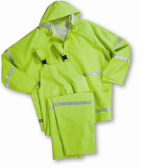 West Chester 4031/XL Rainwear Fluorescent Lime Green/w Reflective stripes  - 35ml PVC over Polyester 3pcs Rainsuit - Class 1