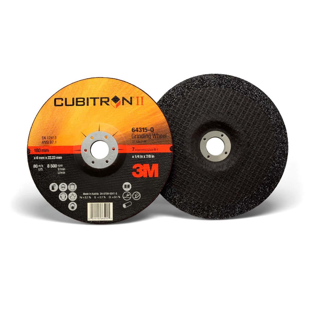 3M 60440305518  Cubitron II Depressed Center Grinding Wheel T27 - (64315 -Q) - 7 in x 1/4 in x 7/8 in