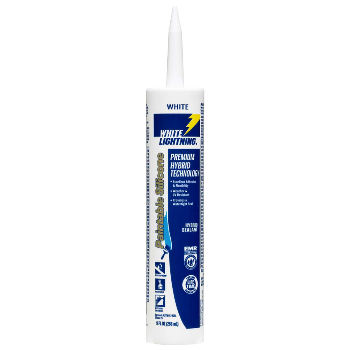 White Lightning W31202210  All -Purpose Paintable Silicone Sealant  - 10 oz