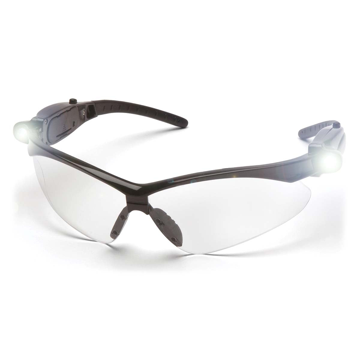 Pyramex SB6310STPLED Black frame/Clear Anti -Fog Lens with LED Temples