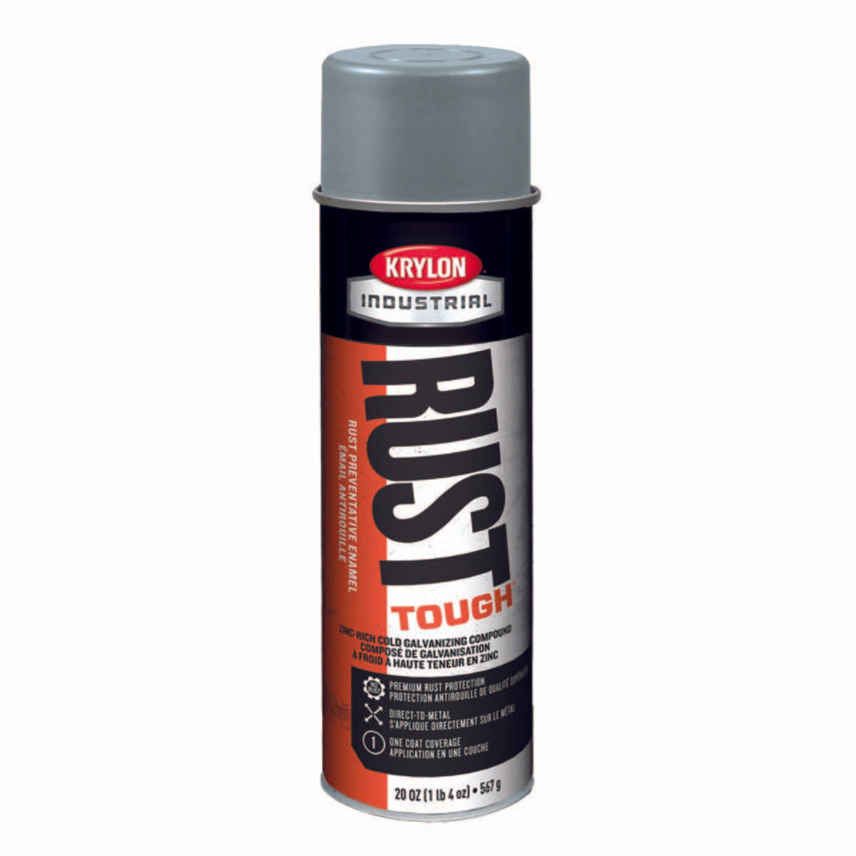 Krylon Industrial K00859007 Rust Tough Acrylic Alkyd Enamel - Aerosol - ZincRich Cold Galv Compound