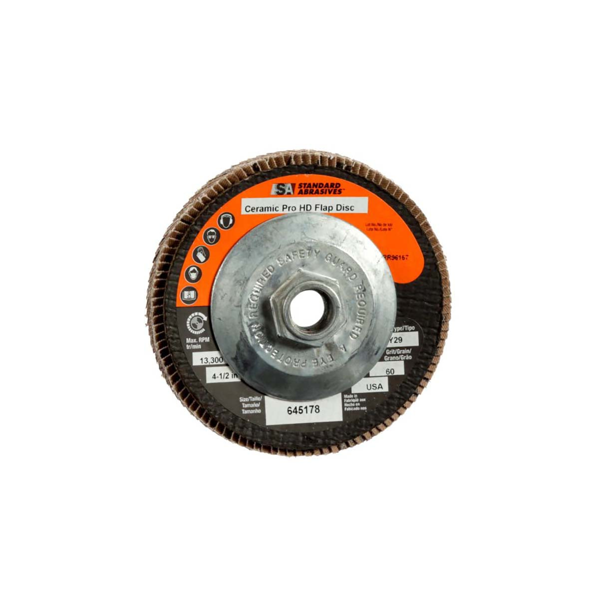 3M 66000222100 Standard Abrasives Ceramic Pro Type 29 High Density Flap Disc 645178 - 4 1/2 in x 5/8 -11 60 Y -weight