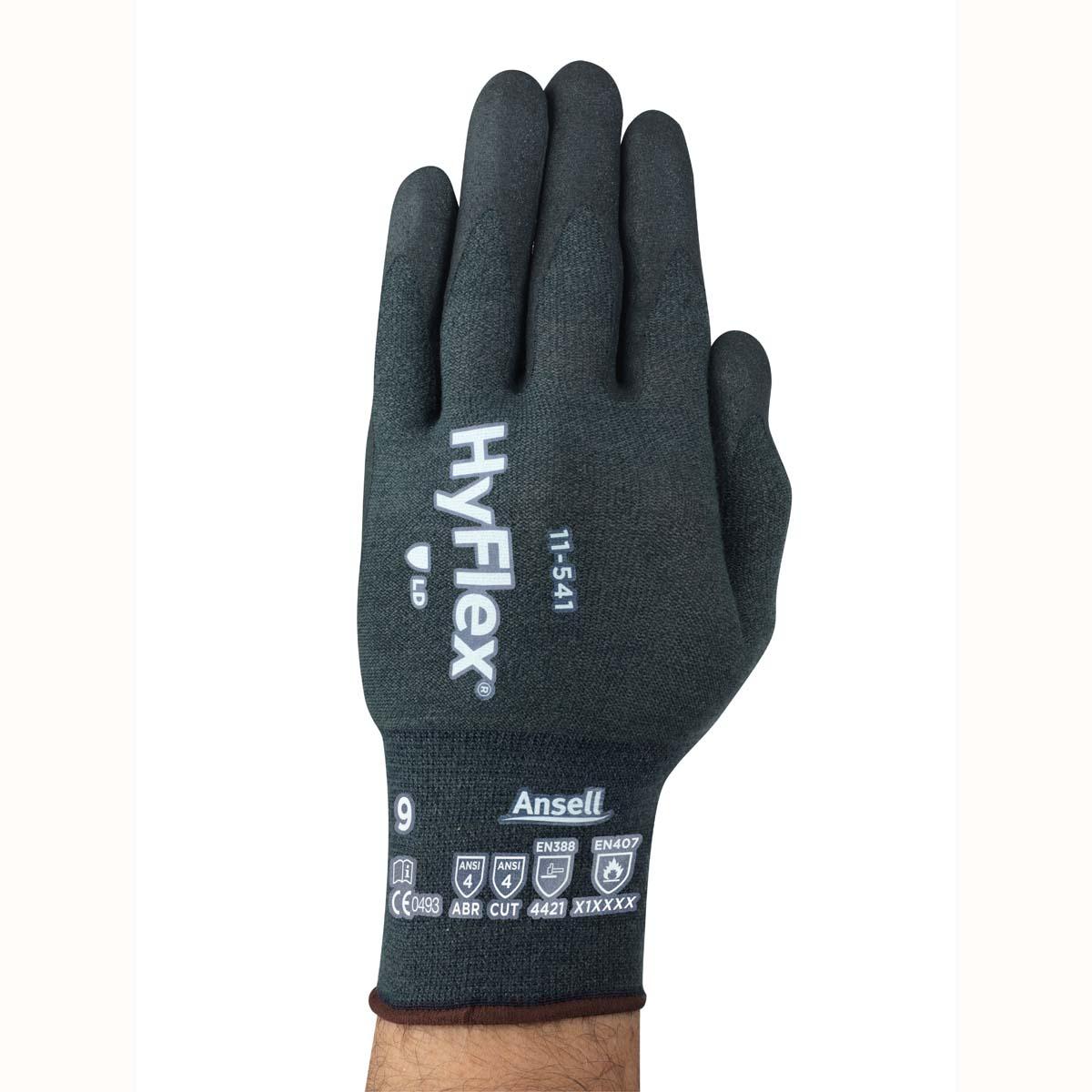 Ansell 11-541-7 HyFlex 18G Kevlar/Stainless Steel/Nylon Liner with Silicone Free Nitrile  Grip Technology Palm Coat - Sz 7