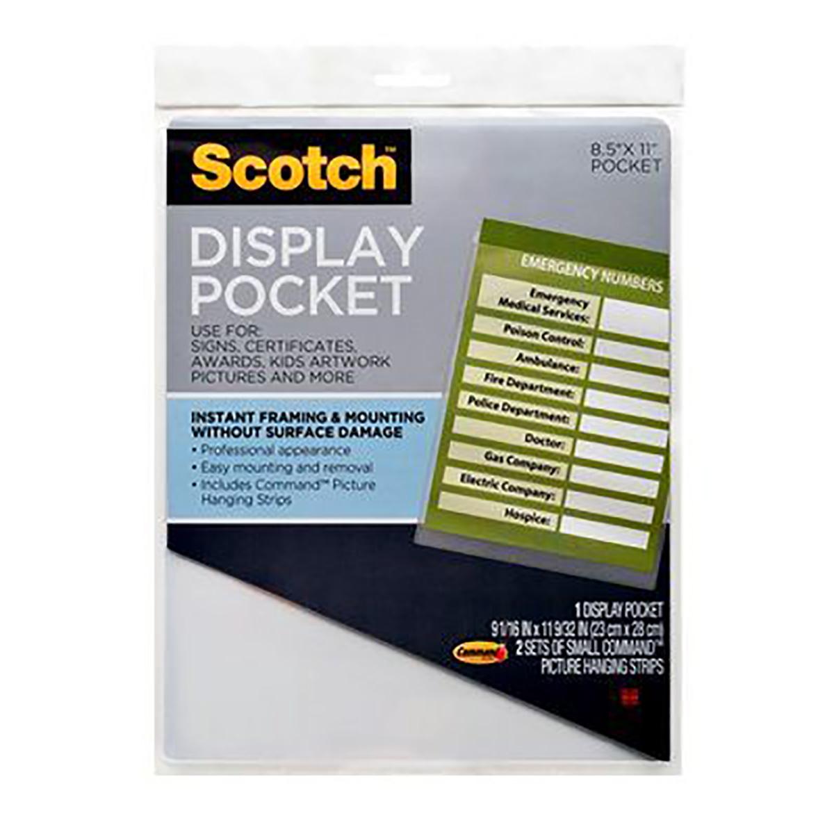 3M 70005143154 Scotch Display Pockets WL854C - 8.81 in x 11.2 in (22 -3 cm x 28 -4 cm)