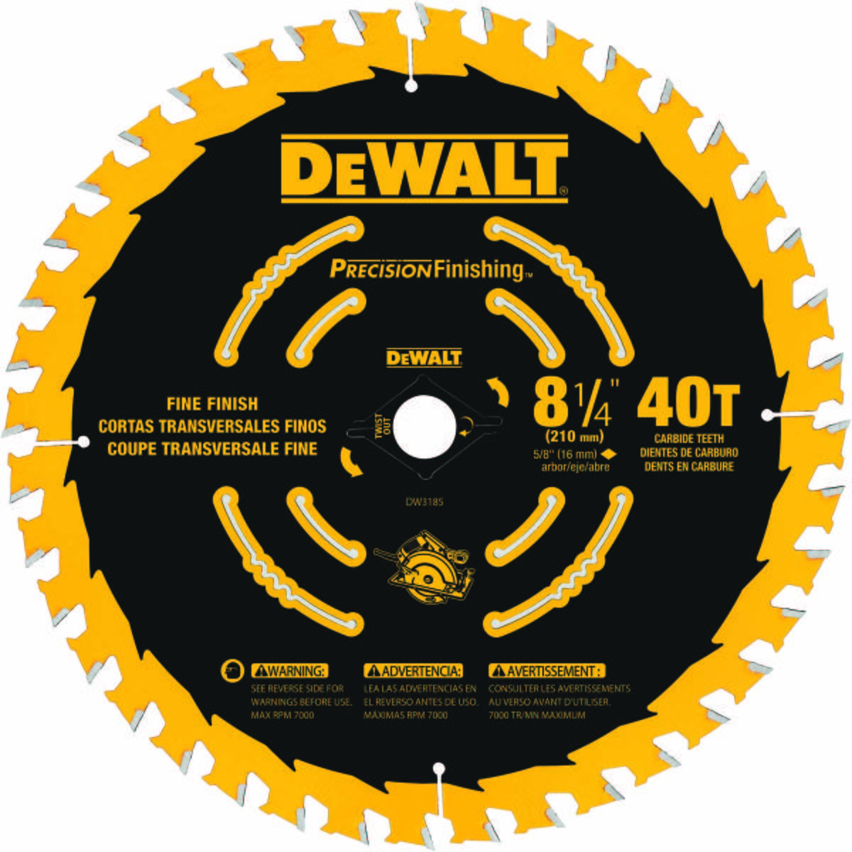 DeWalt DW3185 8-1/4 40T Single Precision Framing Saw Blade