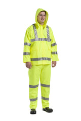 West Chester WW4033J/XL Rainwear Fluorescent Lime Green/w Reflective stripes  -  Poly Oxford/PU coated Jacket Class 3