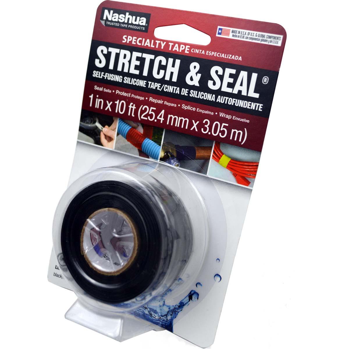 Nashua 1541213  Stretch & Seal Self -Fusing Silicone Tape 1in x 10ft Black