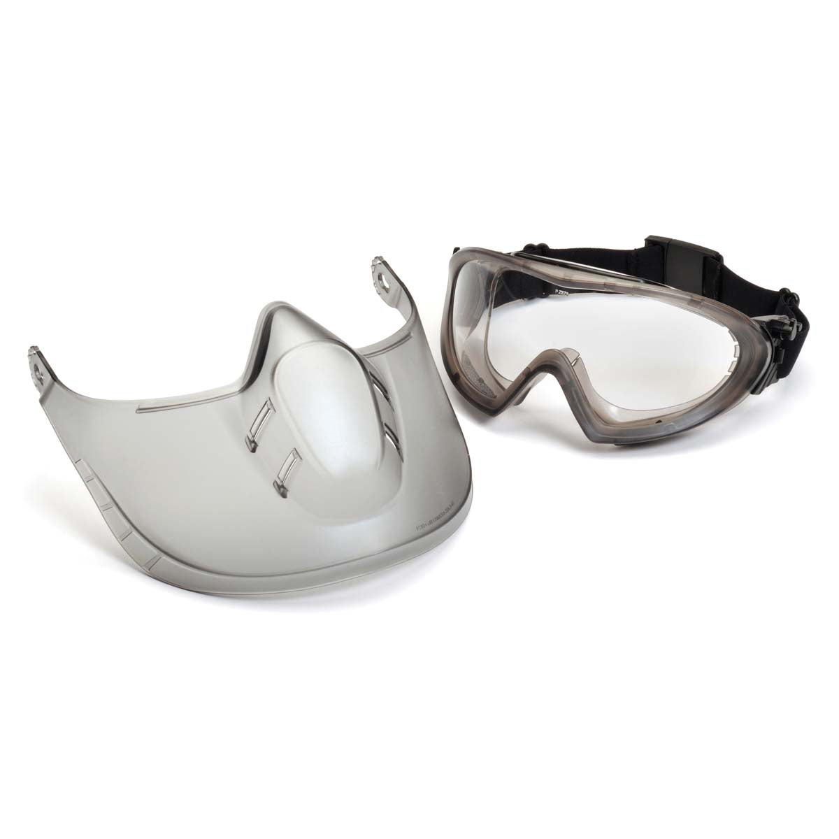 Pyramex GG504TSHIELD Direct/Indirect -Gray Frame/Clear Anti -Fog Lens woth faceshield attachment