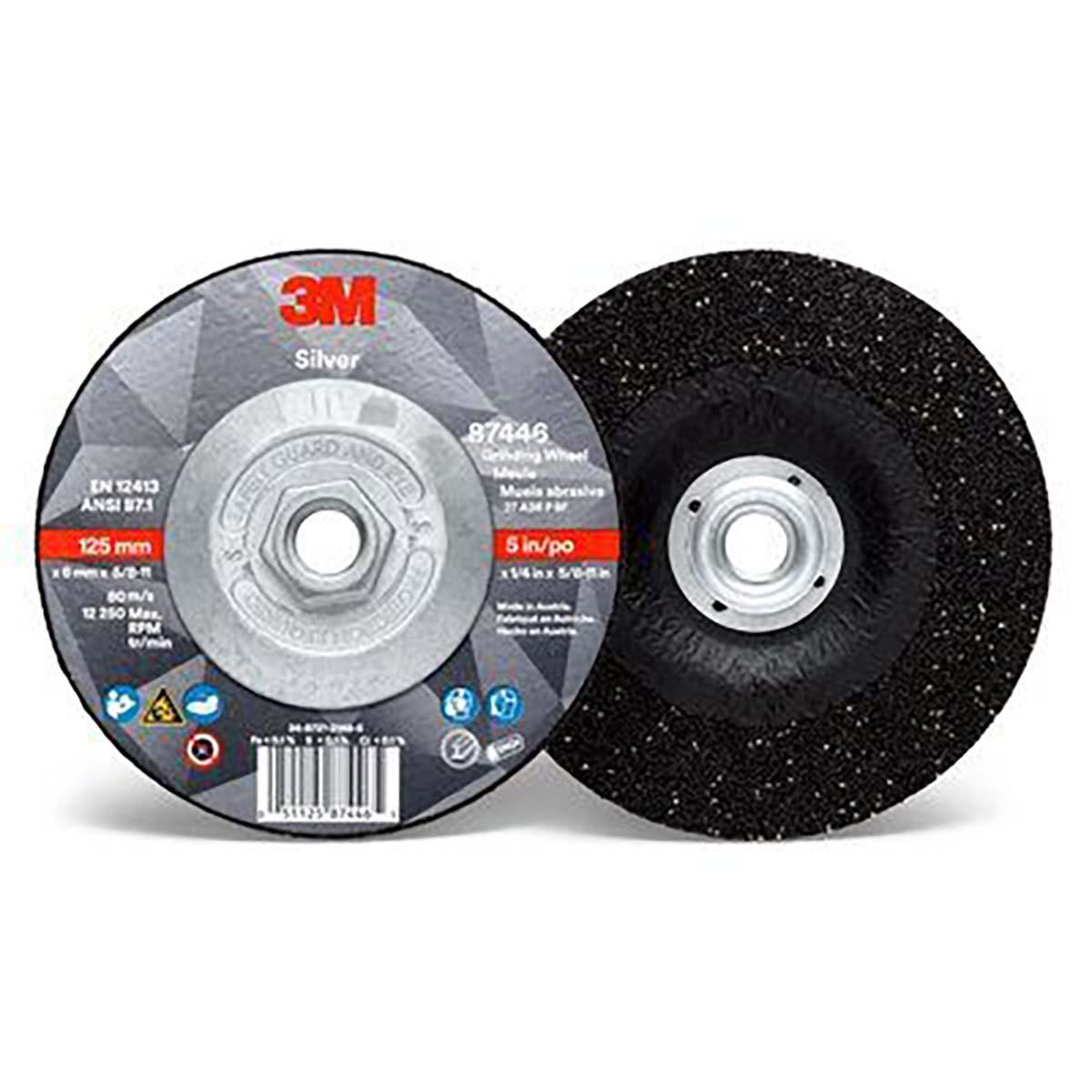 3M 60440317331  Silver Depressed Center Grinding Wheel 87446 - T27 Quick Change - 5 x 1/4 x 5/8 -11 in