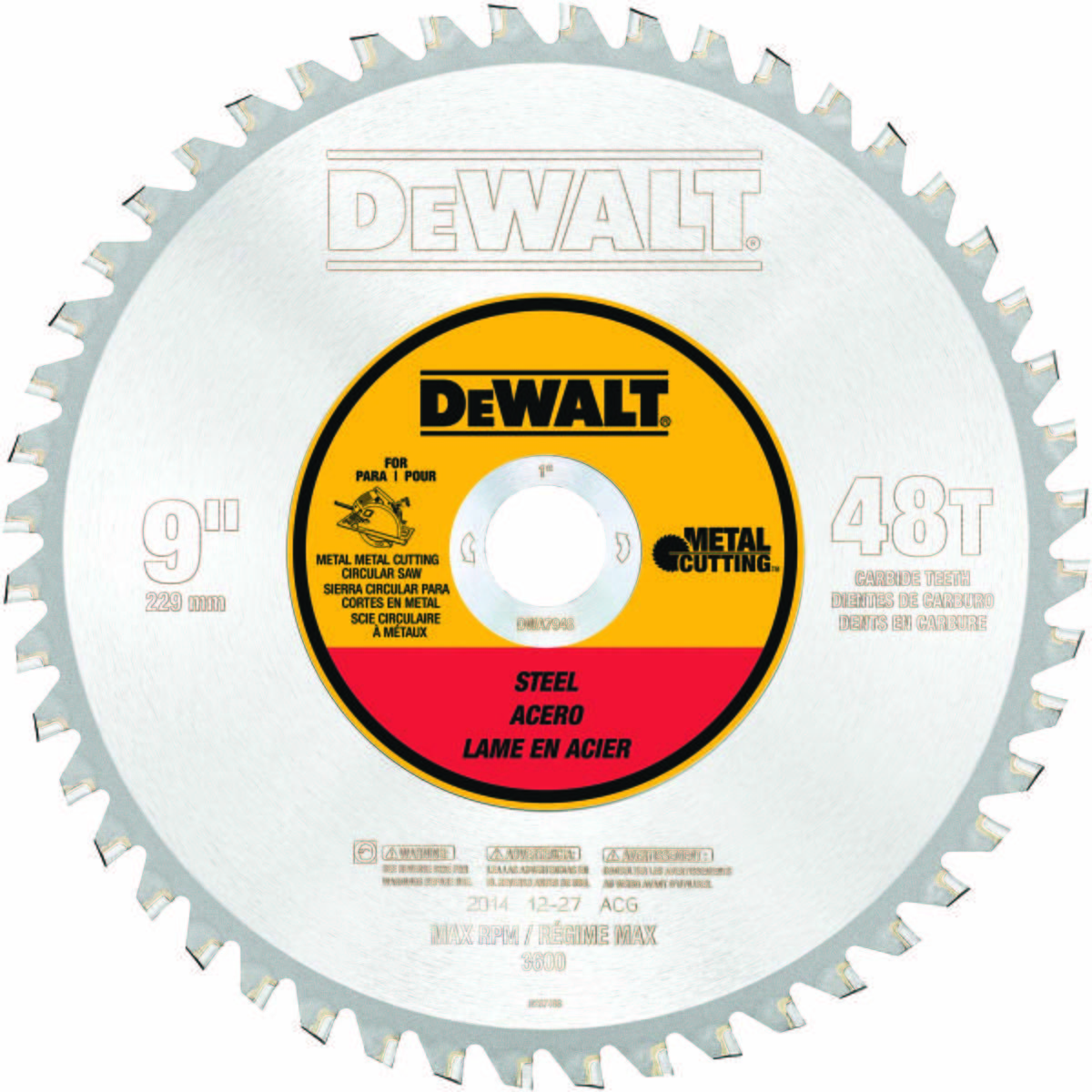 DeWalt DWA7948 9" 48T Ferrous Metal Cutting 1" arbor