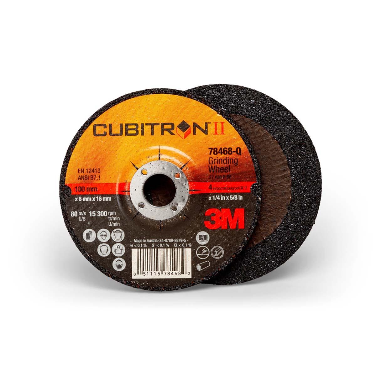 3M XC991187953 Cubitron II Depressed Center Grinding Wheel T27, (78468-Q), 4 in x 1/4 in x 5/8 in