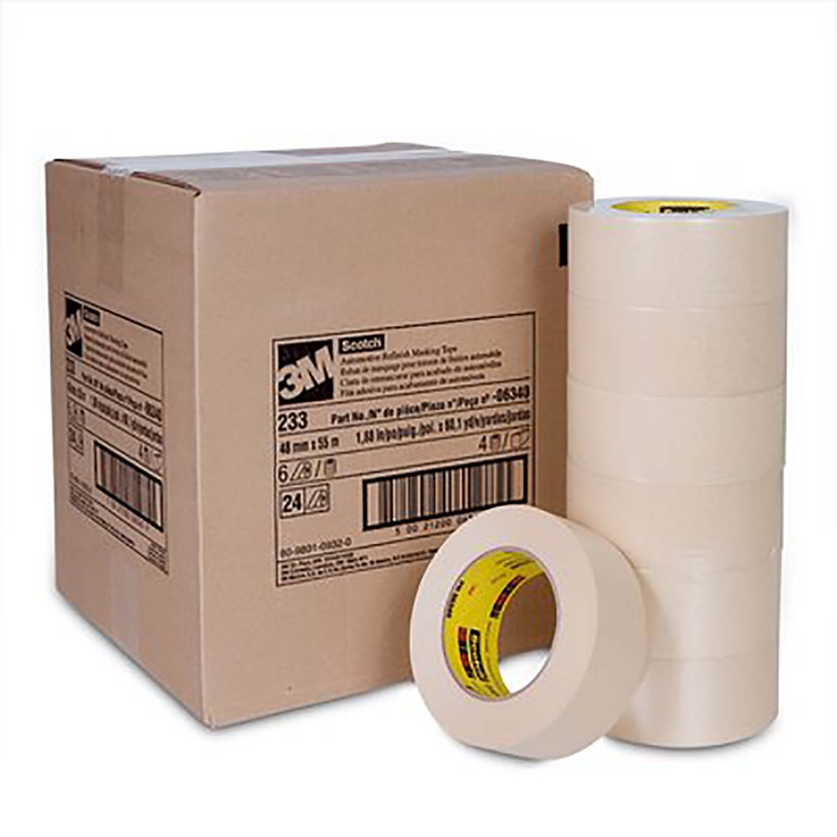 3M GT500068306 Scotch(R) Automotive Refinish Masking Tape 233 - 06340 - 48 mm x 55 m