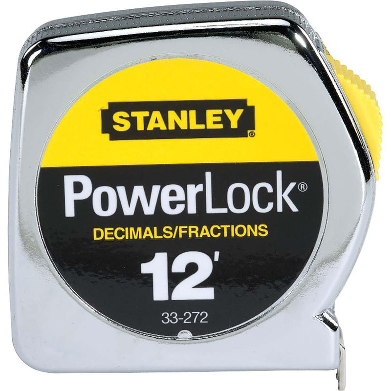 Stanley 33-272 STANLEY POWERLOCK DECIMAL TAPE RULE W/ METAL CASE 1/2" X 12'