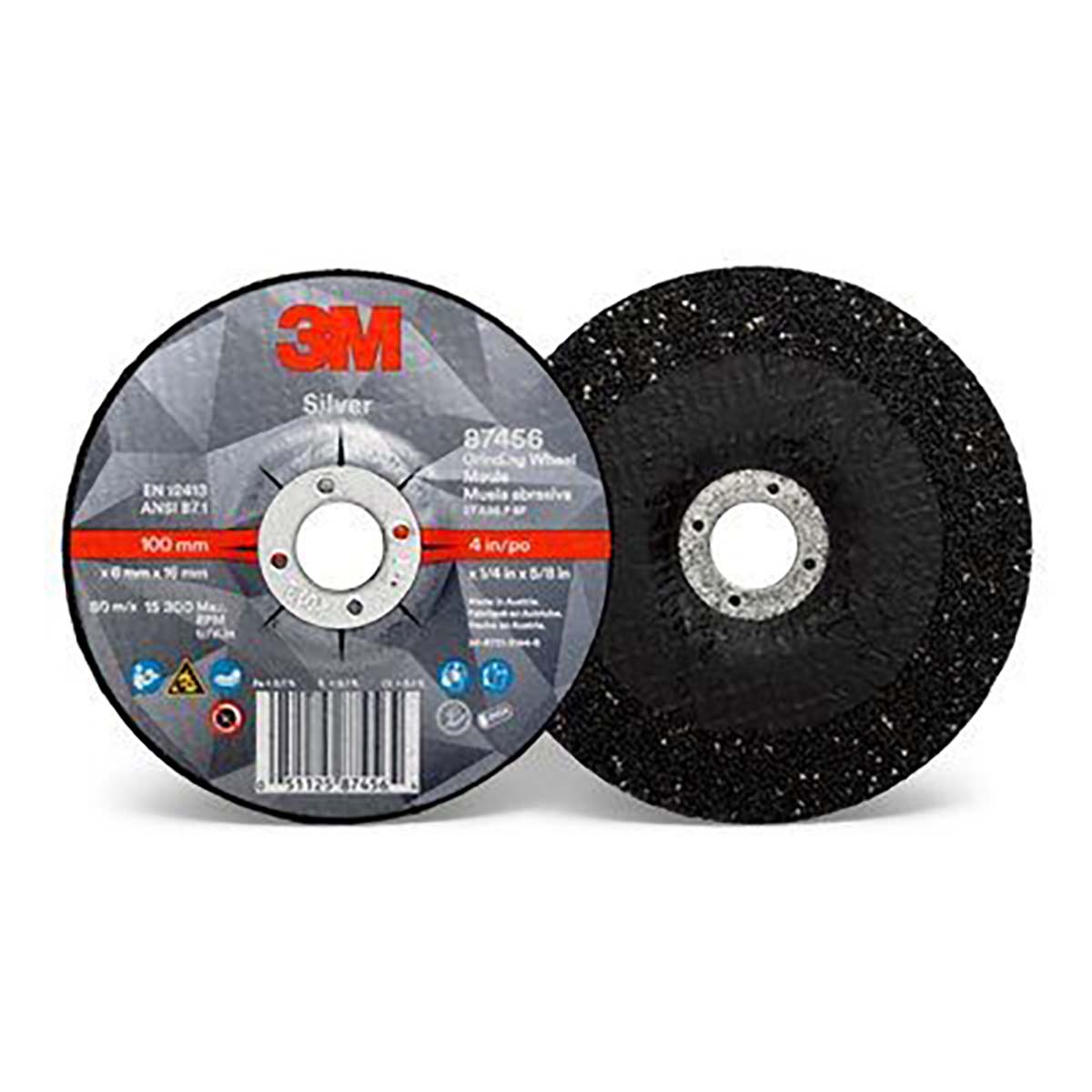 3M UU009027192  Silver Depressed Center Grinding Wheel 87456 - T27 4 in x 1/4 in x 5/8 in