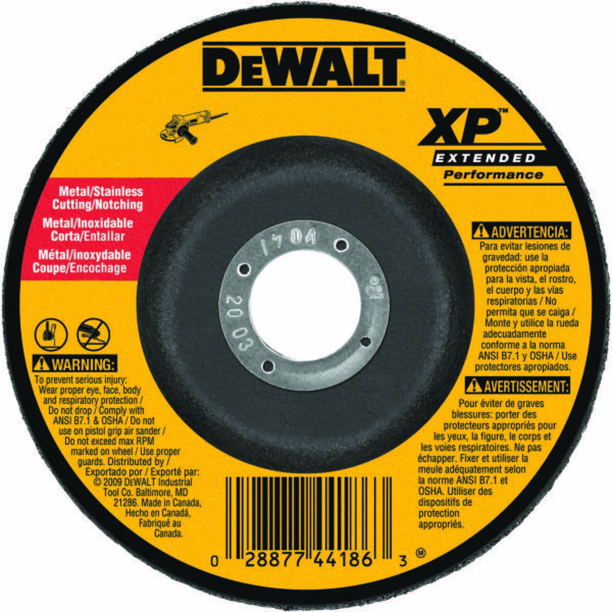 Dewalt DW8822 7" X 3/32" X 7/8" ZIRCONIA ABRASIVE