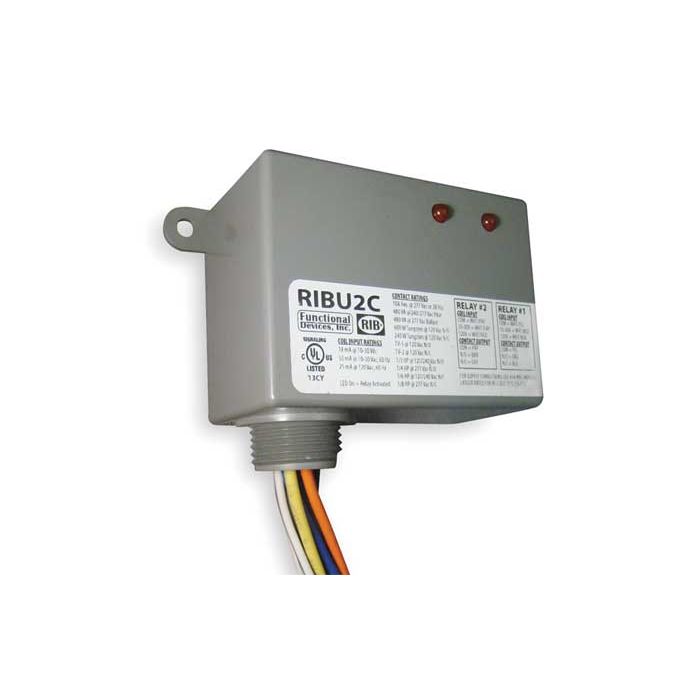 Functional Devices RIBU2C ENCLOSED PILOT RELAY 10 AMP 2 SPDT W 10-30 VACDC120 VAC COIL